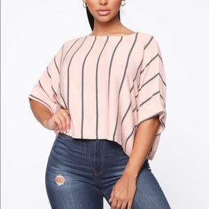 Striped Fashion Nova Work Top